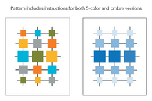 Load image into Gallery viewer, Images of quilt design in 5-colors and blue ombre version