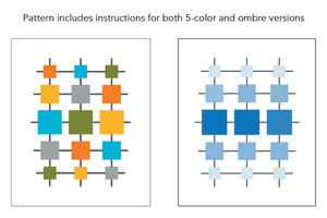 Images of quilt design in 5-colors and blue ombre version
